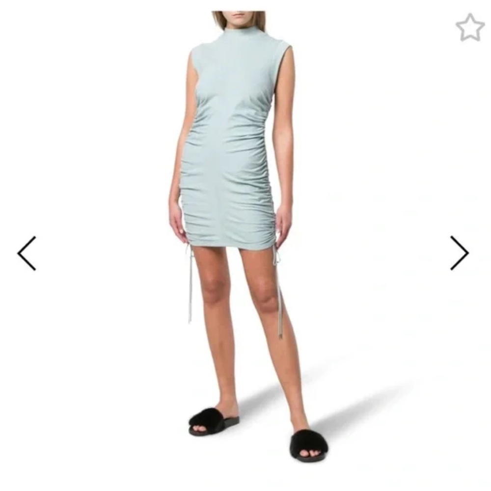 T. Alexander Wang Ruched Light Blue Mini Dress Mint Green XS